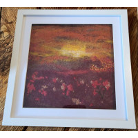 Wet Felted Sunset Art in Frame